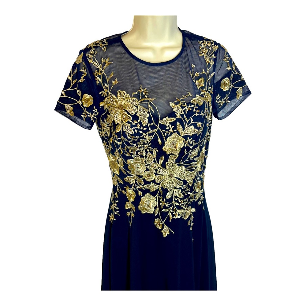 betsy and adam blue and gold dress & | Dresses | Holiday Party Betsy Adam Navy With Formal Gown Long Maxi Color:Navy Blue(Tall Ladies above 163cm)